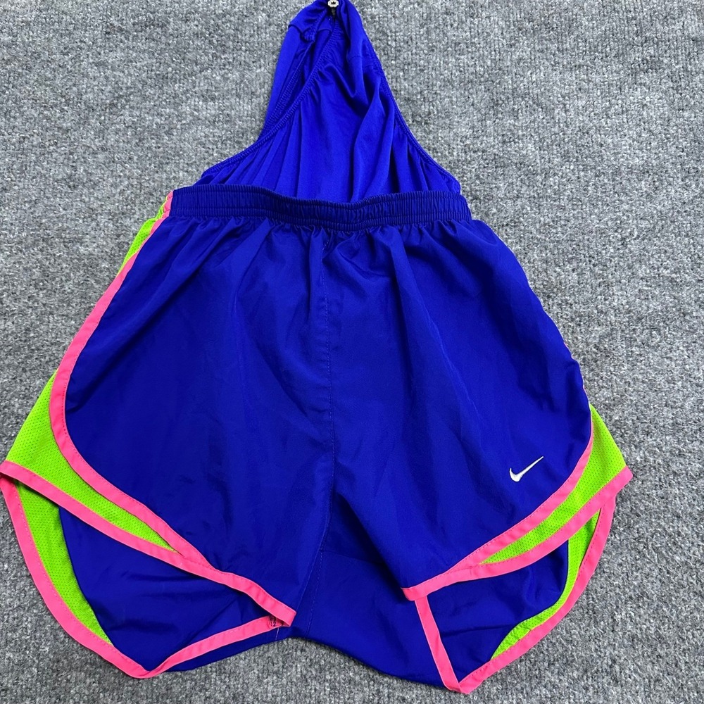 Nike Running Shorts Womens Size S Blue Dri-Fit Neon Trim Athletic Gym Activewear